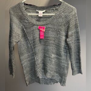 Candie's Size LARGE GRAY with SILVER Glitter Scoopneck Sweater